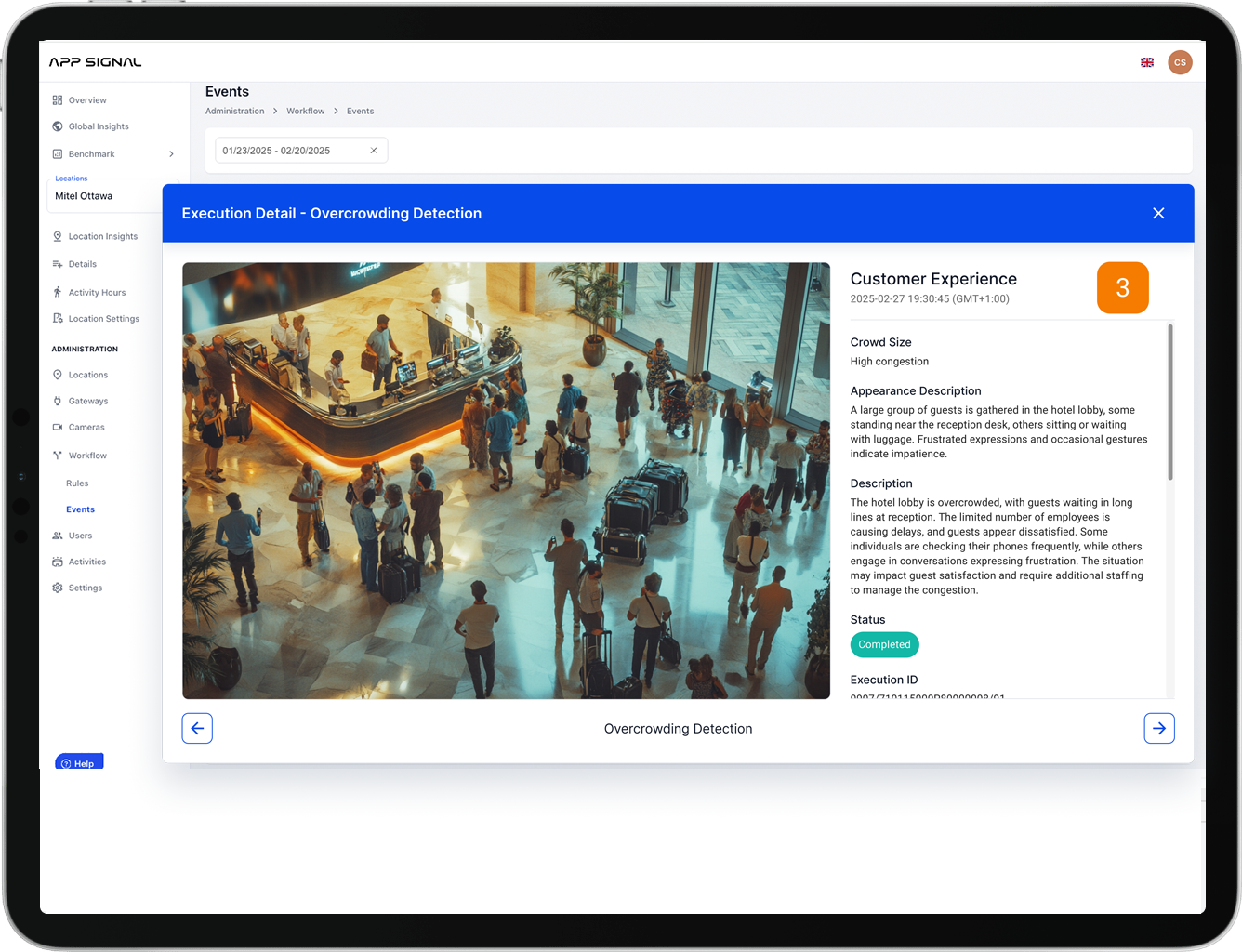Overcrowding event detection